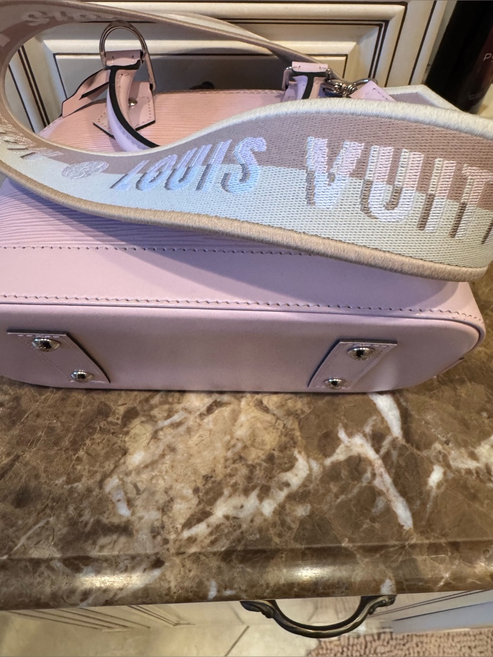 Louis Vuitton Pink Epi Alma BB with Matching Pink Wallet and Branded Strap - Picture 3 of 4